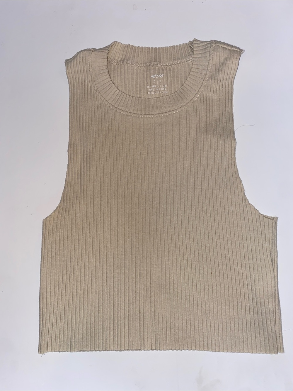 aerie Ribbed Sleeveless Crop Tank in Beige